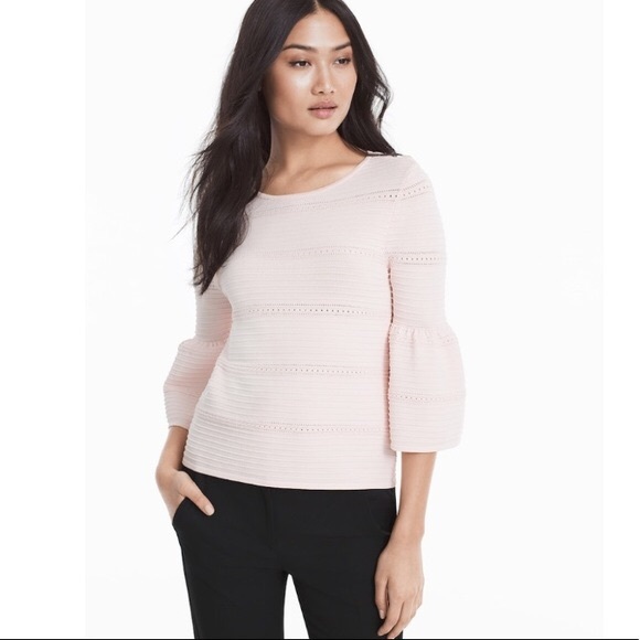 Tops - WhiteHouseBlackMarket pointelle pink bell sleeve